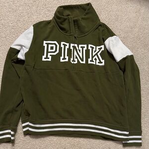 Vicotira’s Secret Olive Green and White Quarter Zip Pullover M